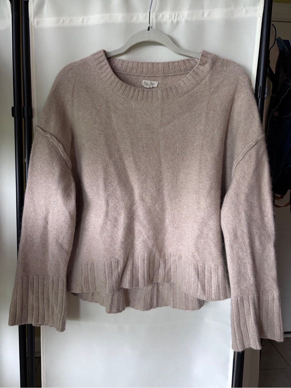 Anthropologie Pilcro 100% Cashmere Scoop-Neck Soft Ribbed Sweater in Beige